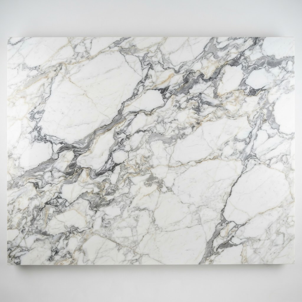 Premium Statuario marble slab with distinctive grey veining